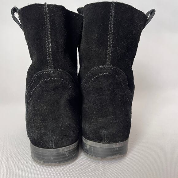 Frye & Co Sarah Shortie Ankle Bootie Boot Black Suede - Picture 3 of 10